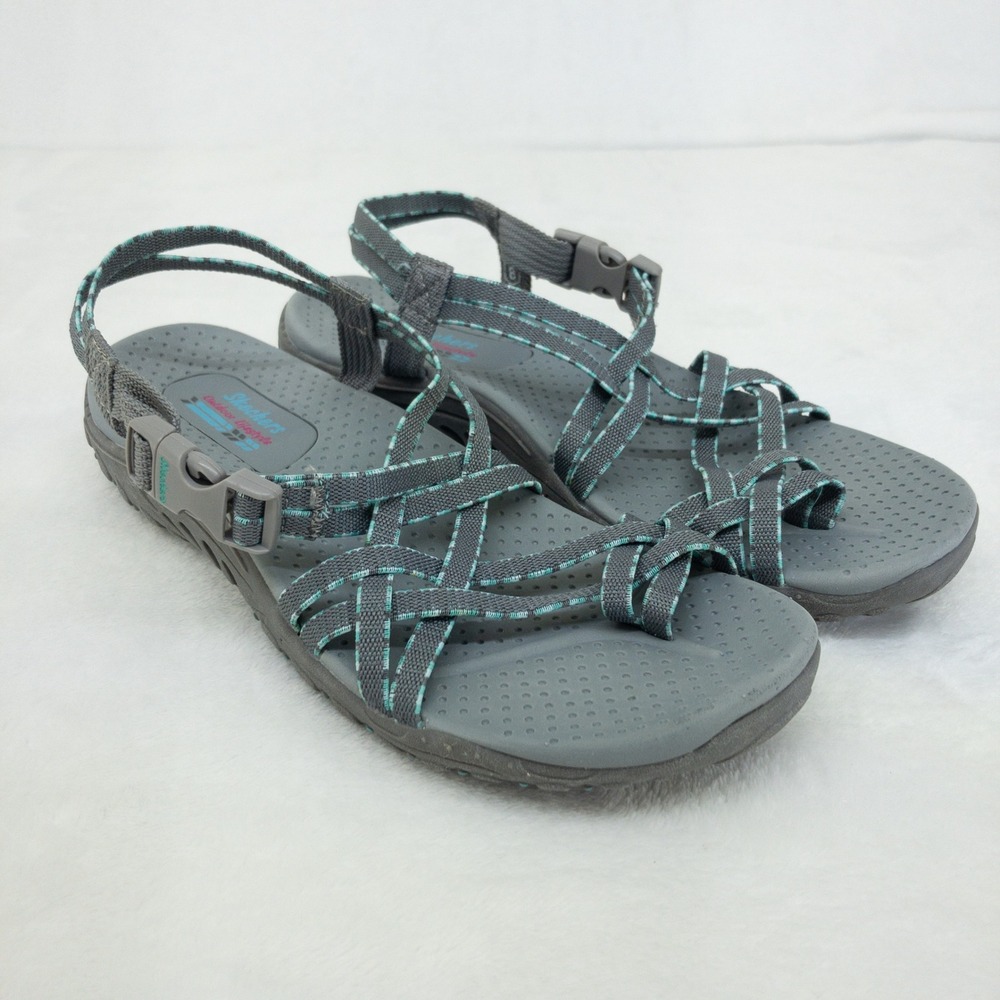 Skechers Outdoor Lifestyle Reggae Sandals Womens 8 Gray Strappy  Sporty Buckle